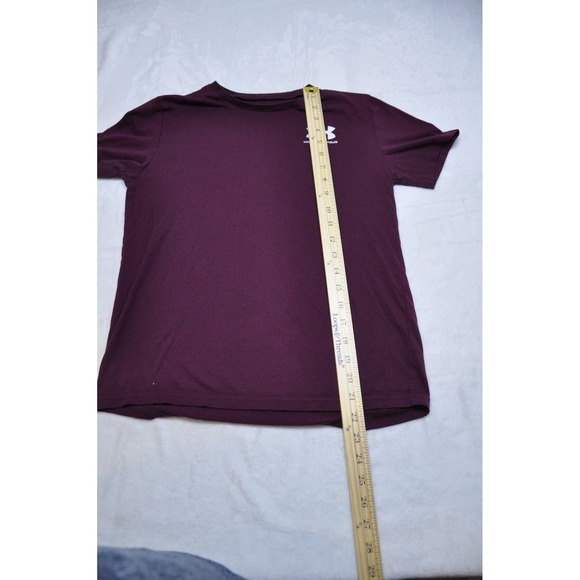 Under Armour Shirt Youth Large Purple Loose Fit Mens Logo Athletic Tee Kids - Picture 7 of 8